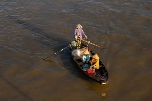 barque à rame delta du Mekong