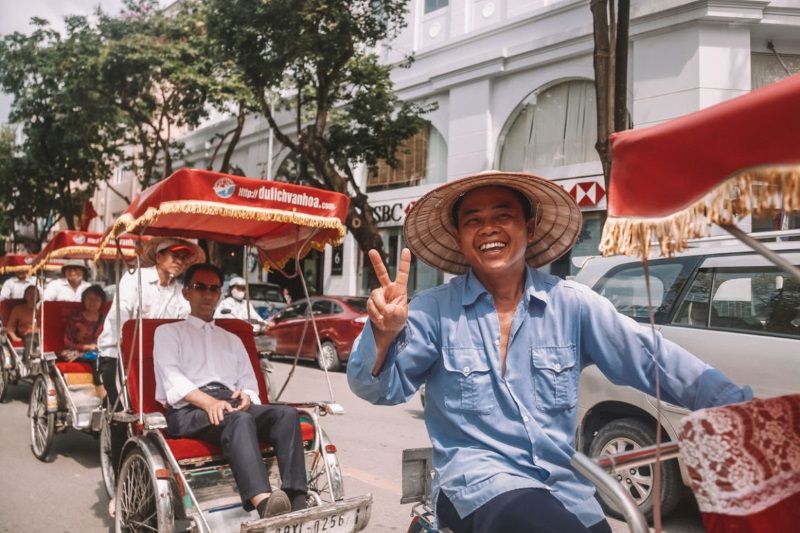 El rickshaw sigue siendo el medio de transporte preferido de los turistas cuando visitan Vietnam