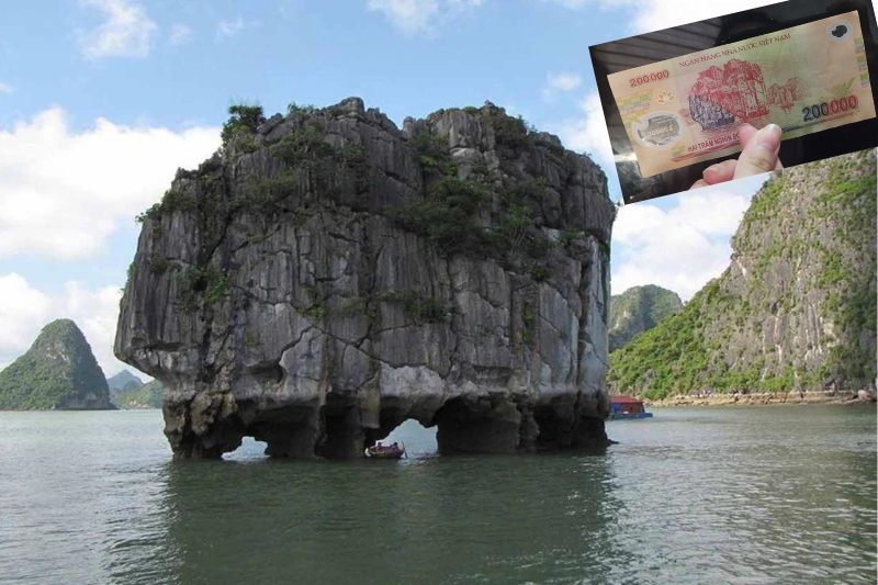 Bahía de Ha Long en moneda vietnamita 200.000 VND