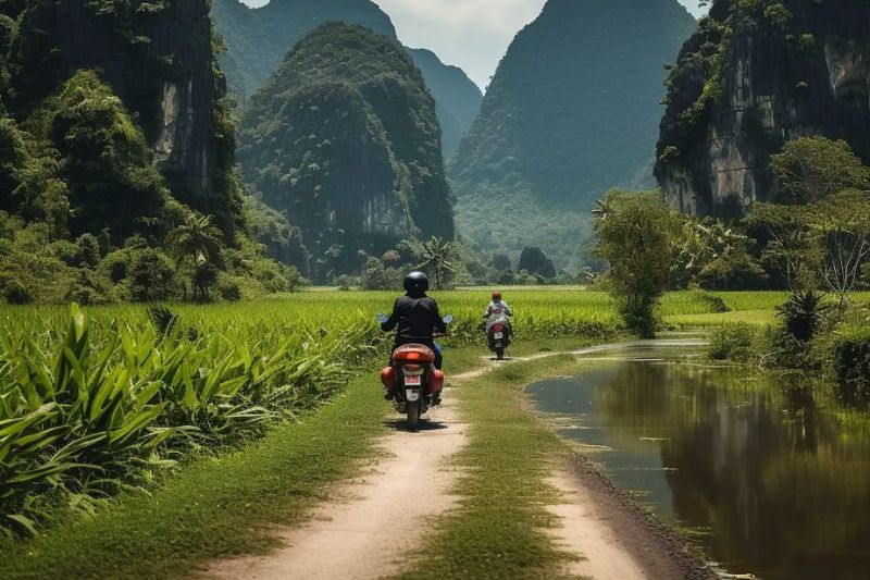 scooter sur route Nin binh