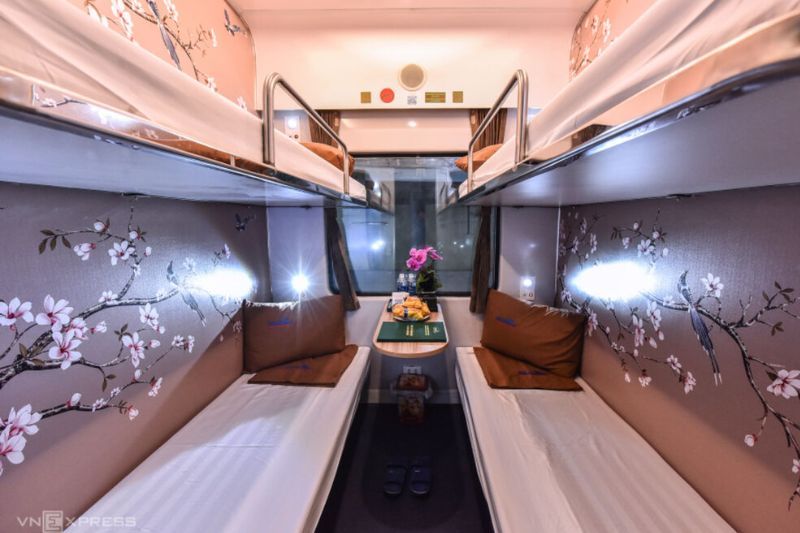 Interior de un tren cama de lujo de Vietnam (fuente: Vnexpress/VN)