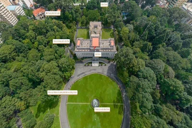 El Palacio de la Independencia está construido en un vasto terreno lleno de árboles verdes (Fuente: Thong tin chinh phu)