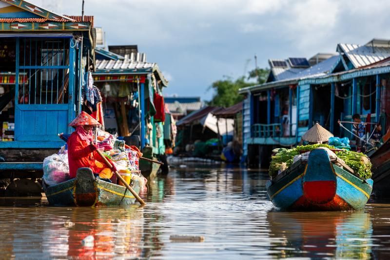 Pueblo flotante de Kampong Phluk, en el lago Tonlé Sap (Fuente: Worldwidebrice)