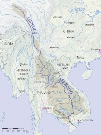 la carte du fleuve mekong