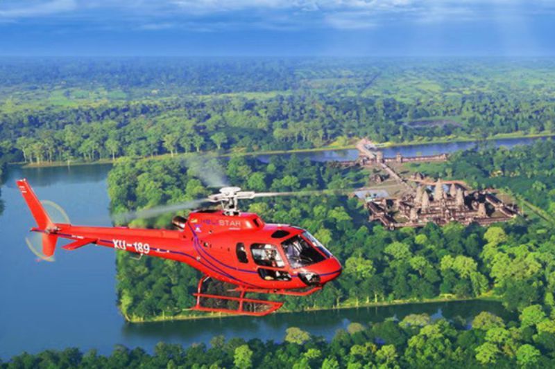 visite de l'angkor wat en hélicoptère