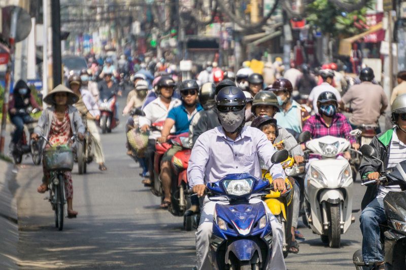 Risiken in Vietnam Verkehr Motorroller