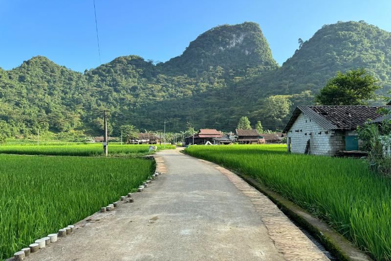 le paysage paisible à cao bang, vietnam