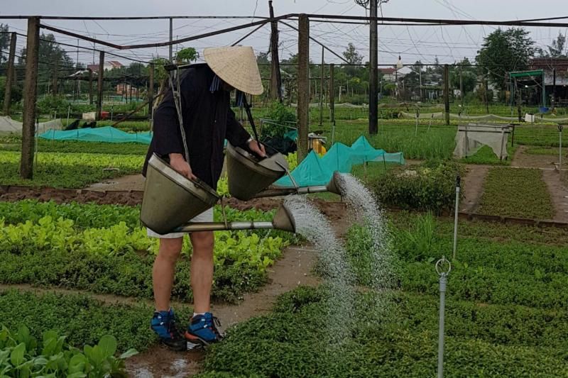 vivre l'experience de arroser les le1gumes au village de tra que - slow tourisme