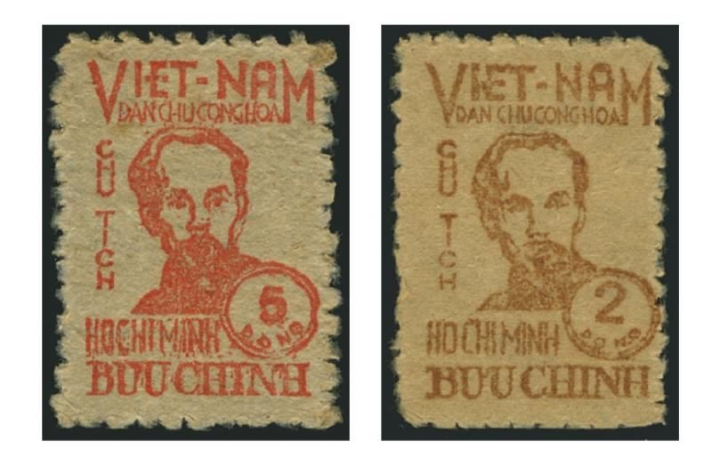 la série de timbres commémorative du 59e anniversaire de la naissance du président hồ chí minh conçue par nguyễn sáng