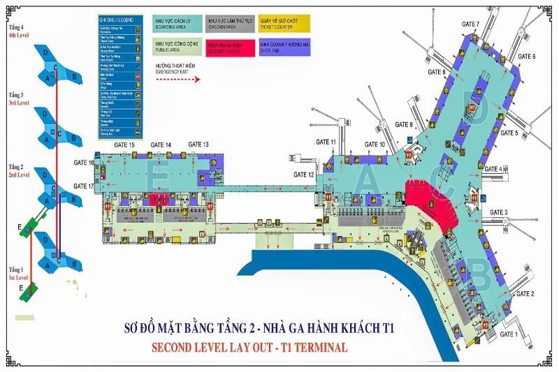 plano de las terminales 1 y 2 del aeropuerto de Hanoi (Fuente: aeropuerto)