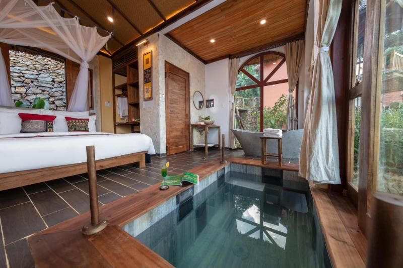Hanasa Pu Luong Resort - une baignoire privée dans la chambre. Source : hanasapuluong.com