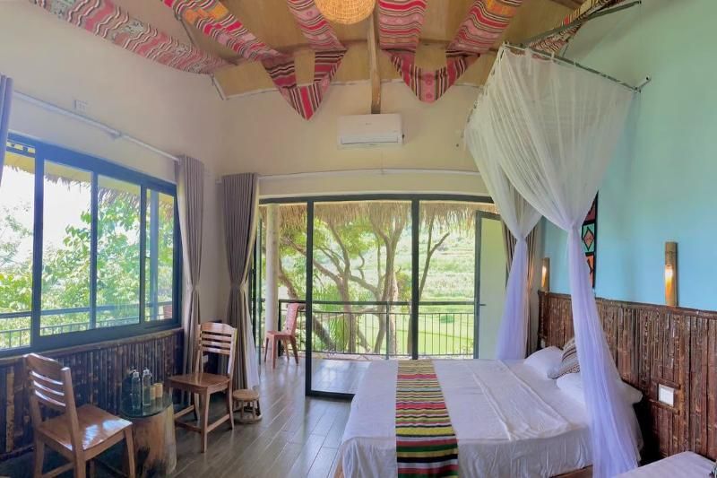 Pu Luong Ecostay - une chambre rustique avec vue sur les rizières en terrasses. Source : Pu Luong Ecostay
