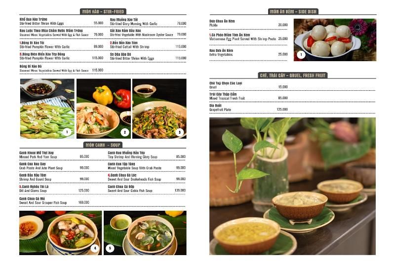 le menu du restaurant lang ngon (1)