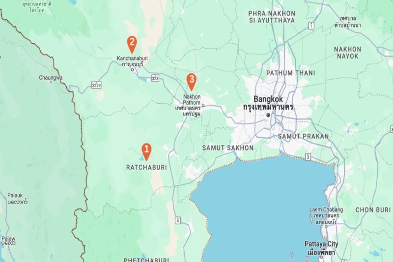 mapa de la región central de tailandia