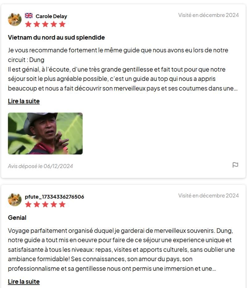 review sur notre guide francophone au vietnam