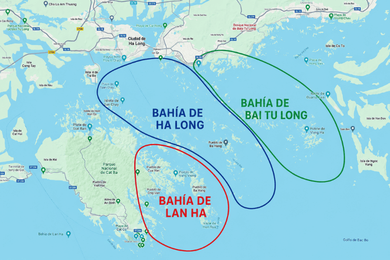 el mapa universal de la ubicación de la bahía de lan ha